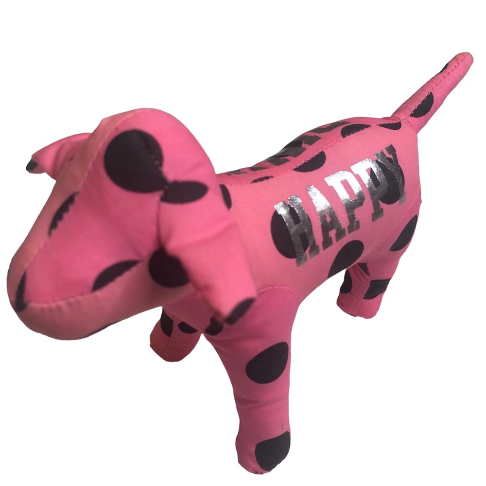 PINK VICTORIA’S SECRET Collectible Dog Stuffed Animal Plush Pink Silver Black - Picture 3 of 16